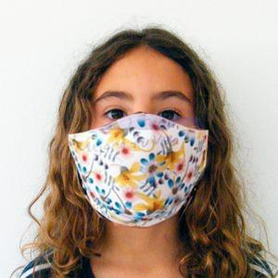 Hygienic Mask 98.48% Child Filtration 3-6 Green Flowers