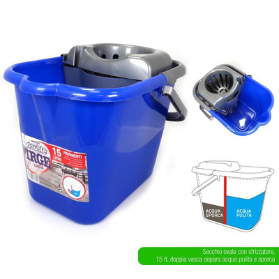Bucket with separation dirty water 15L oval