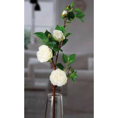 White Camellia 3 Flowers 2Buttonsxdec 75 Cm