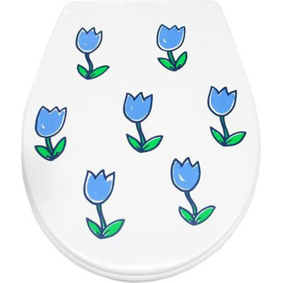 Blue Tulipanes Toilet Cover