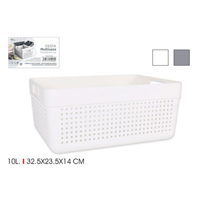Multipurpose Basket White/ Grey Plastic 32,5x23,5x14cm