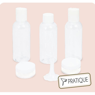 Travel Kit 3 Bottles 80 Ml 2 Jars 10ml 1 Funnel