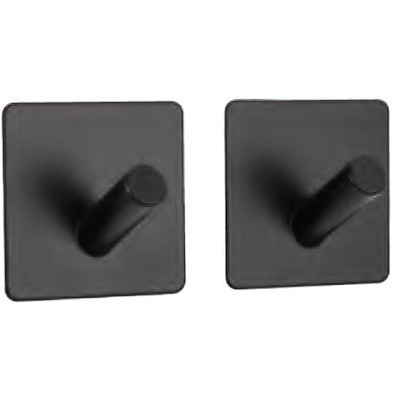 Conjunto 2 Ganchos Adesivos Metal Quadrados Pretos