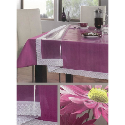 Toalha Plã¡stico Pvc Cristal C/ renda 130x230