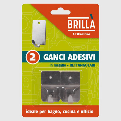 Rectangular Steel Adhesive Hook - Set 2 - 2x4 cm