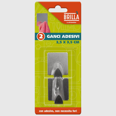 Square Steel Adhesive Hook - Set 2 - 3,5x3,5 cm