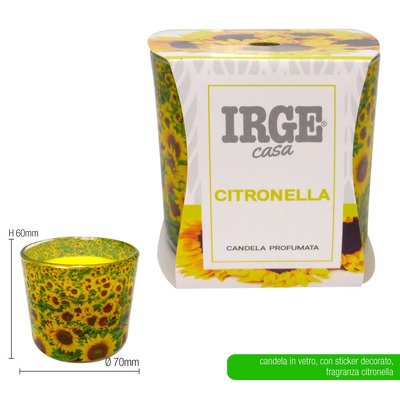 Vela Citronela Frasco Vidro Decorado Dia 7cm X A6cm