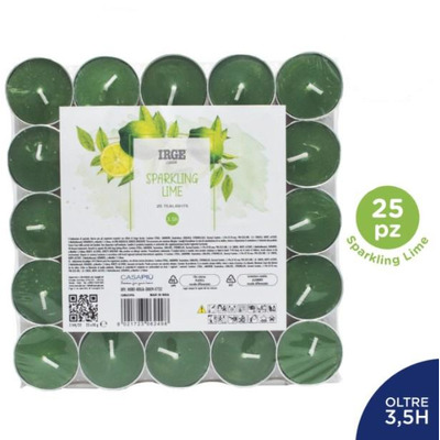 25 Velas de Chá Perfumadas Lima Redonda 3,6 Cm X Altura 1,7 Cm