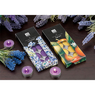 10 Velas de té perfumadas 6 fragancias redondas 3,6cm x altura 1,7 cm