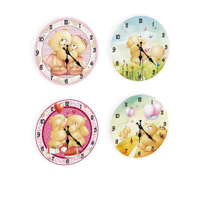 Clock Wall Bears 4 Sort 30cm D