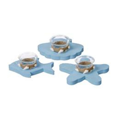 Porta Velas de Chá Madeira C/ copo Vidro 3 Modelos/ 2cores D15xa5 Cm