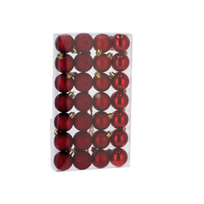 Set 28 Red Christmas Balls D4cm