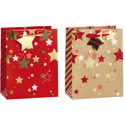 Saco Papel 3d Natal 4 Desenhos 18x10x23 Cm