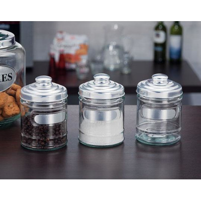 Conjunto 3 Frascos Vidro C/ tampa Aluminio
