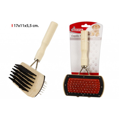 Escova Dupla Madeira para Cães