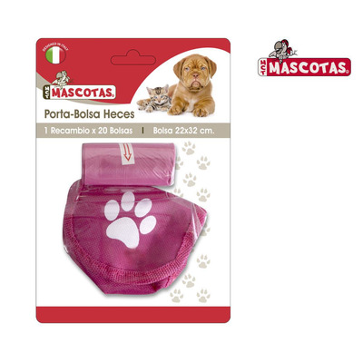 Porta Sacos   20 Sacos Higiene Rosa