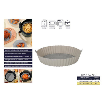 Base/ forma Silicone para Airfryer Redonda 20-22 Cm Diâmetro