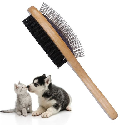 Double Wooden Pet Brush L5cmxl17,5cm