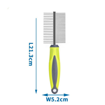 Pente para Animais Duplo de Aço para Desembaraçar Pelo L5,2cmxc21,3cm